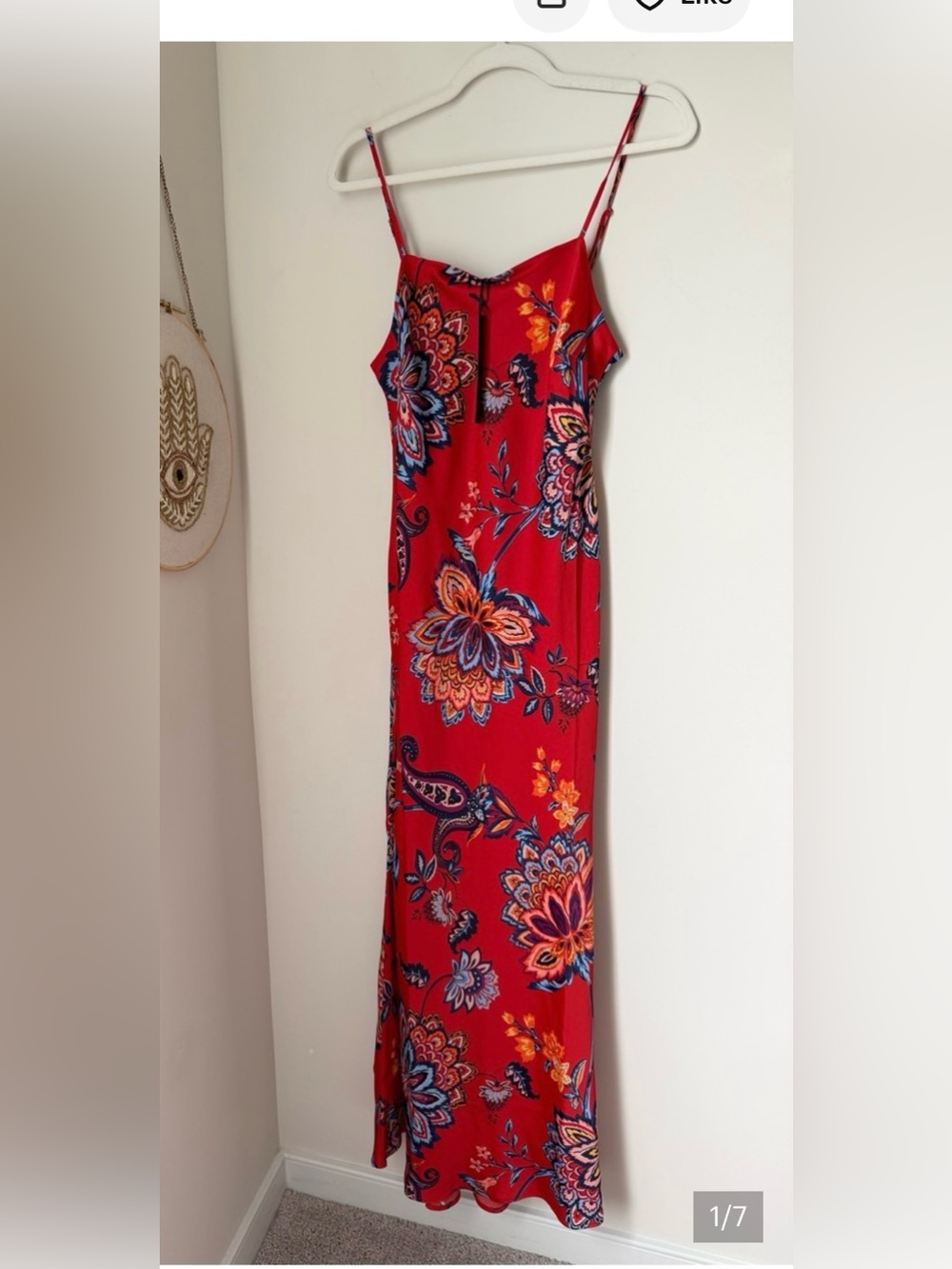 NWT - House of Harlow Red Floral Maxi Dress with Spaghetti Straps - Small